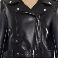 Forever 21 Faux Leather Motto Lightweight Womens Juniors Cropped Jacket