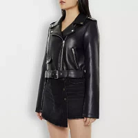 Forever 21 Faux Leather Motto Lightweight Womens Juniors Cropped Jacket