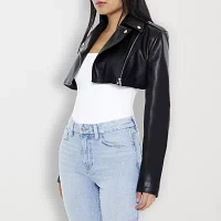 Forever 21 Faux Leather Lightweight Womens Juniors Cropped Jacket