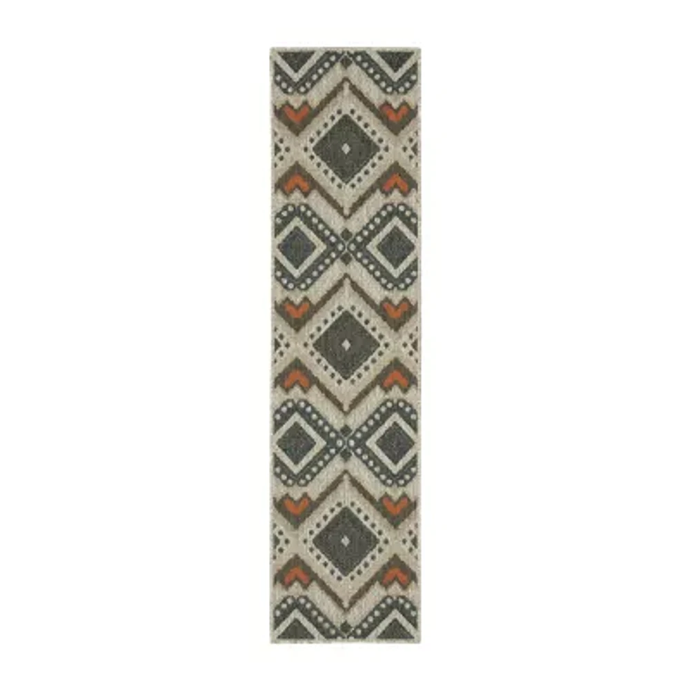 Covington Home Long Island Tribal Diamonds 22"X90" Indoor Outdoor Rectangular Runner