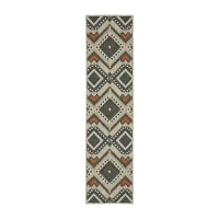 Covington Home Long Island Tribal Diamonds 22"X90" Indoor Outdoor Rectangular Runner