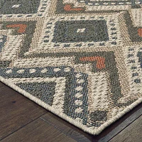 Covington Home Long Island Tribal Diamonds Indoor Outdoor Rectangular Area Rug