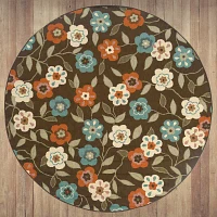 Covington Home Majorca Floral Garden 7'X7' Indoor Outdoor Round Area Rug