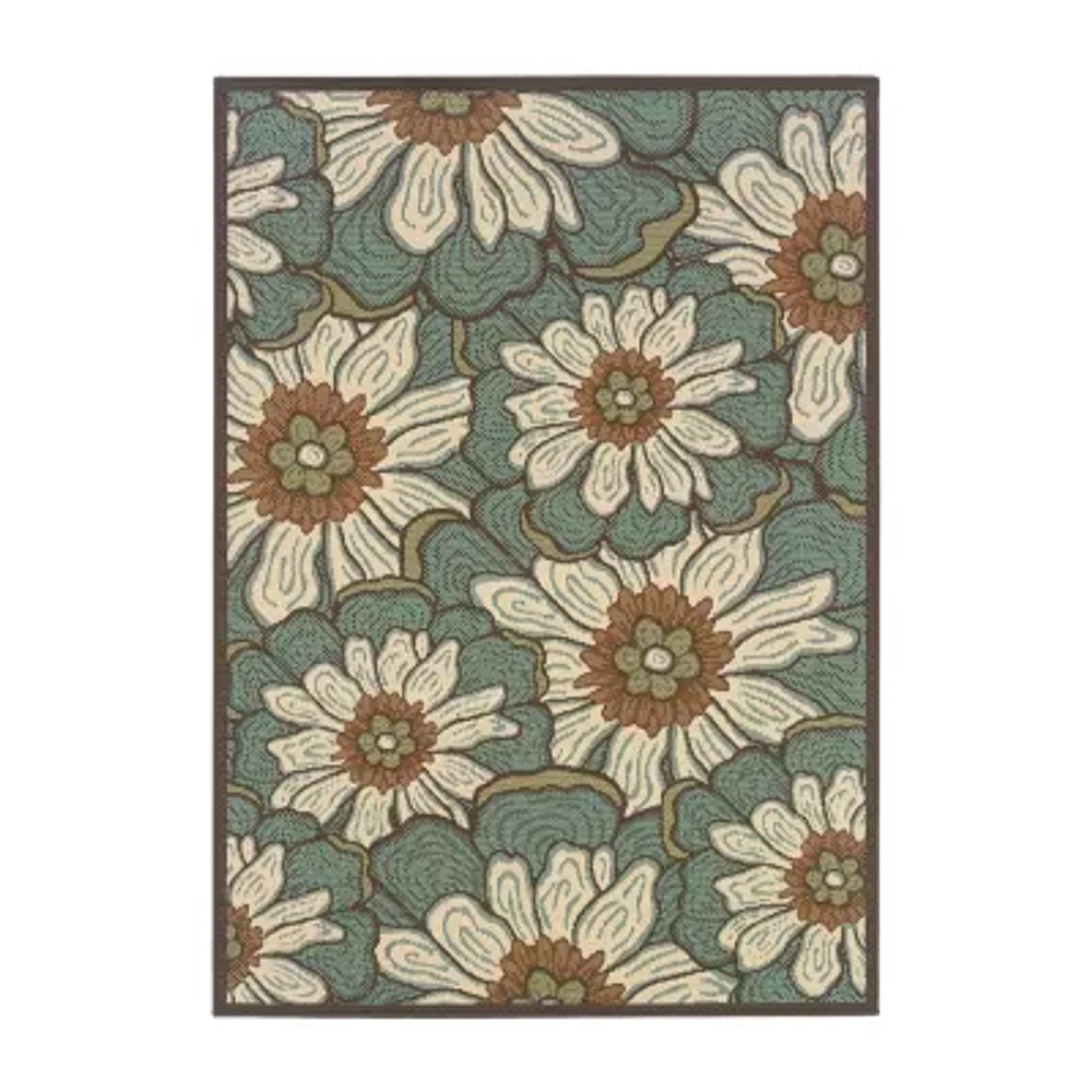 Covington Home Majorca Floral Blooms Indoor Outdoor Rectangular Accent Rug