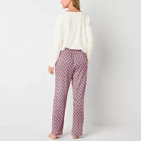 Liz Claiborne Womens Long Sleeve 2-pc. Pant Pajama Set