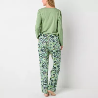 Liz Claiborne Womens Long Sleeve 2-pc. Pant Pajama Set