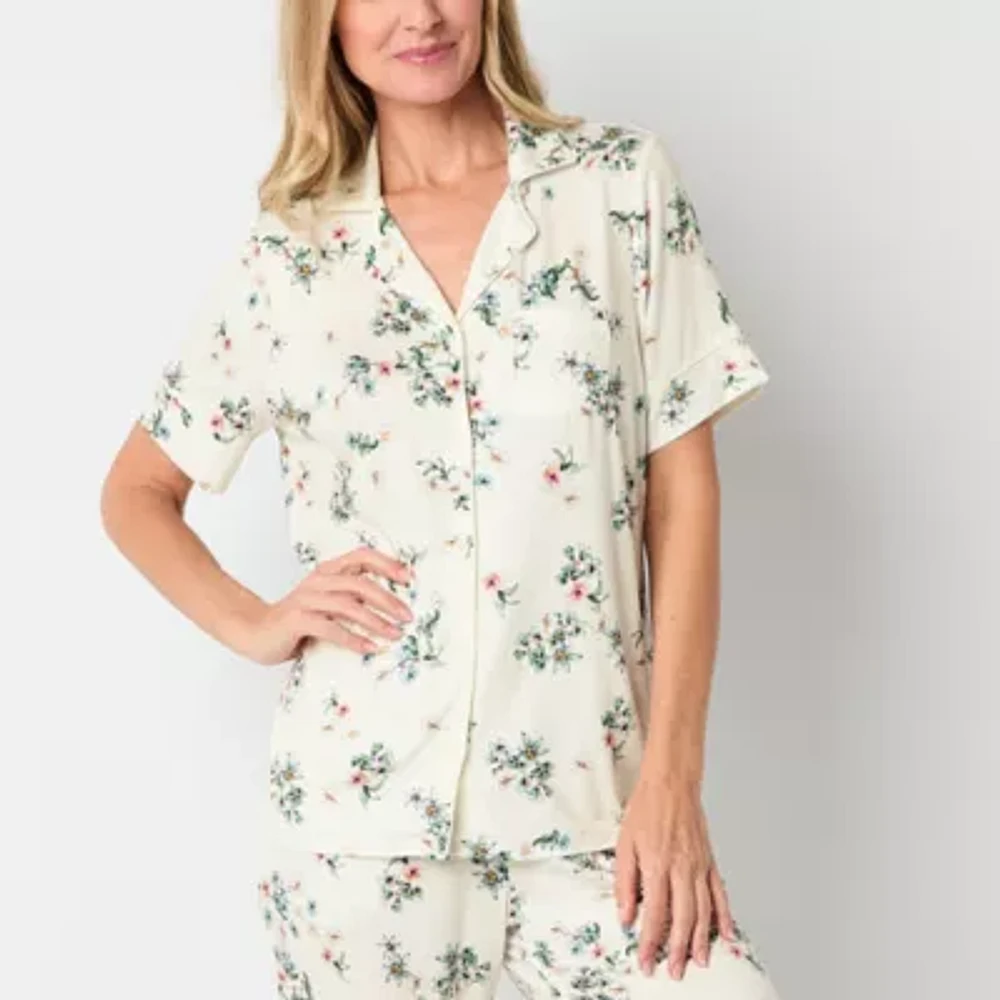 Liz Claiborne Cool and Calm Womens Short Sleeve Pajama Top