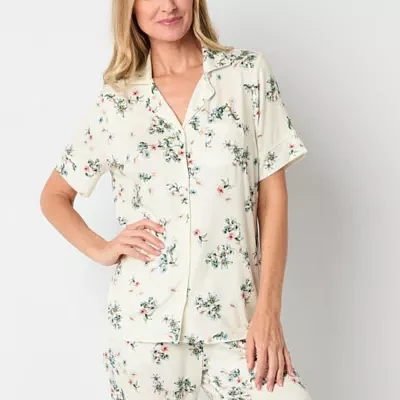 Liz Claiborne Cool and Calm Womens Short Sleeve Pajama Top