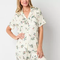 Liz Claiborne Cool and Calm Womens Short Sleeve Pajama Top