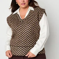 Worthington Womens V Neck Sweater Vest Plus