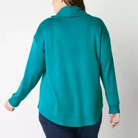 St. John's Bay Plus Womens Cowl Neck Long Sleeve Tunic Top