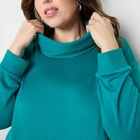 St. John's Bay Plus Womens Cowl Neck Long Sleeve Tunic Top