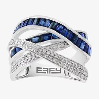 Effy Final Call Womens 1/3 CT. T.W. Genuine Blue Sapphire 14K White Gold Oblong Cocktail Ring