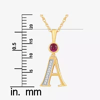 A Womens Lab Created Red Ruby 14K Gold Over Silver Pendant Necklace