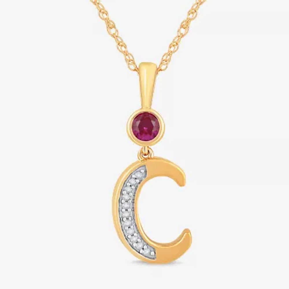 C Womens Lab Created Red Ruby 14K Gold Over Silver Pendant Necklaces