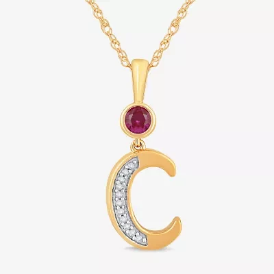 C Womens Lab Created Red Ruby 14K Gold Over Silver Pendant Necklaces