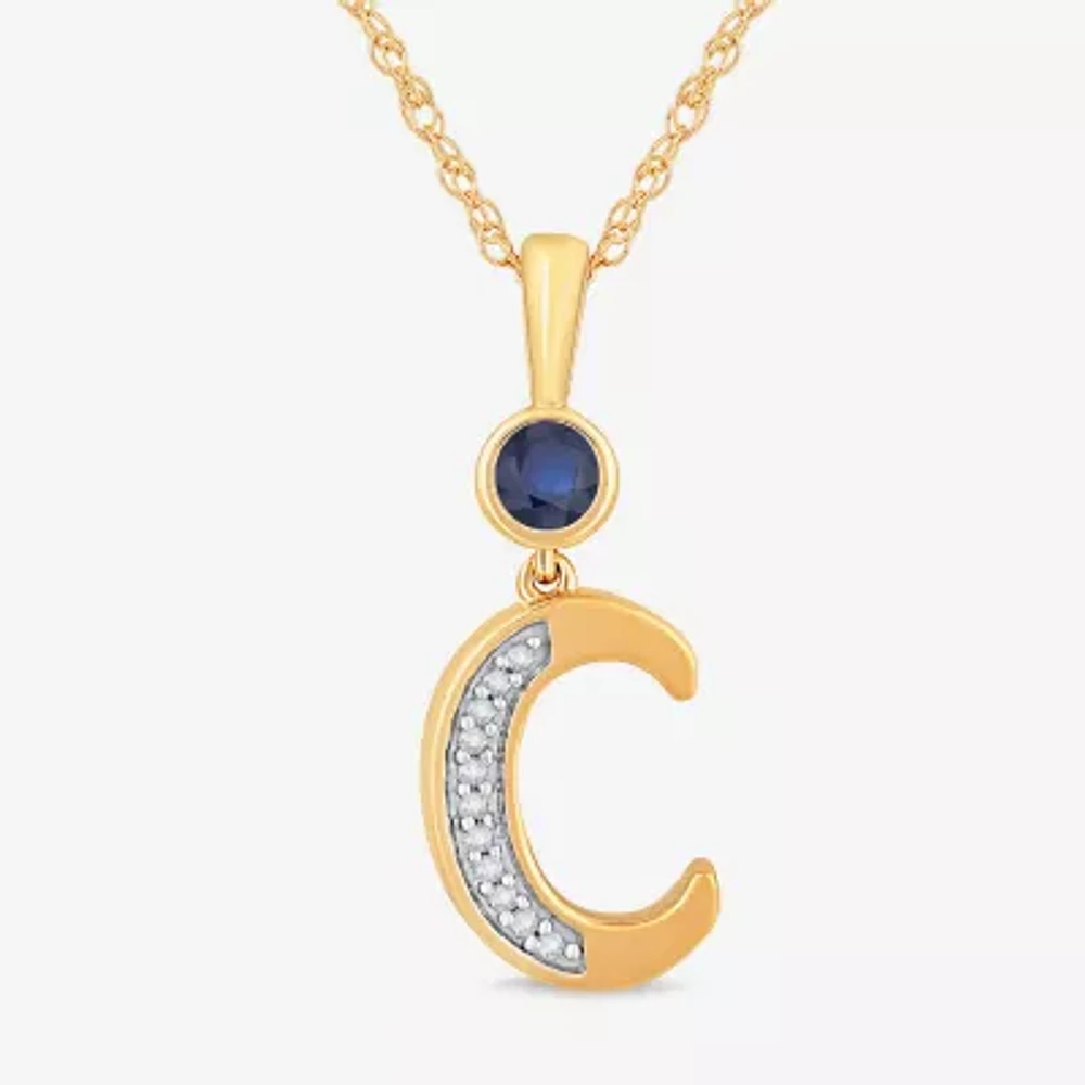 C Womens Lab Created Blue Sapphire 14K Gold Over Silver Pendant Necklaces