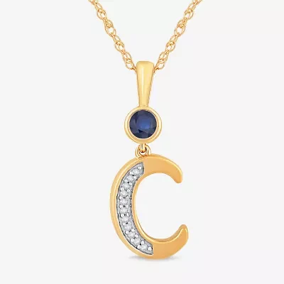 C Womens Lab Created Blue Sapphire 14K Gold Over Silver Pendant Necklaces