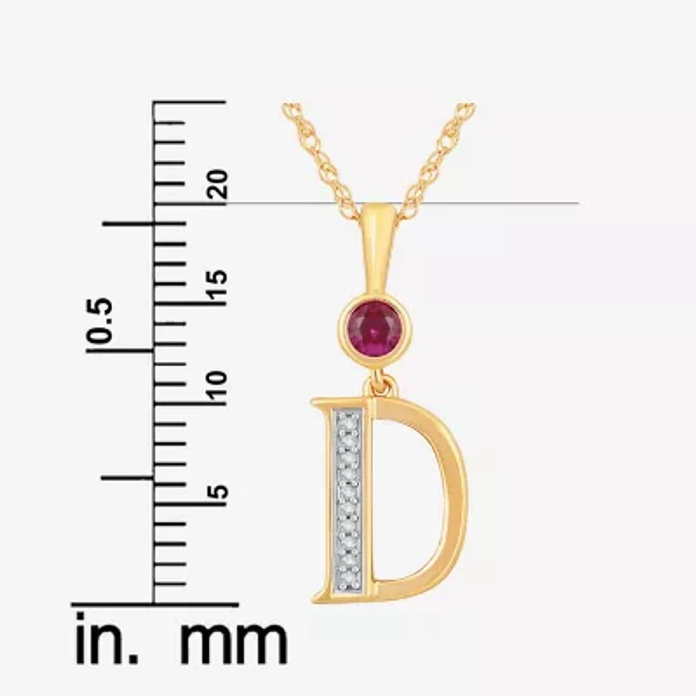 D Womens Lab Created Red Ruby 14K Gold Over Silver Pendant Necklace