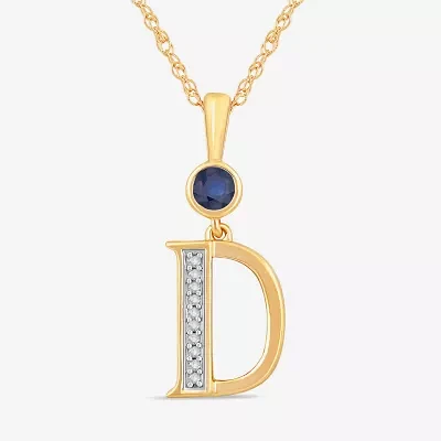 D Womens Lab Created Blue Sapphire 14K Gold Over Silver Pendant Necklaces