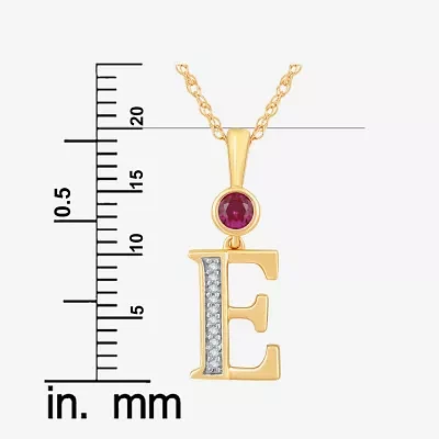 E Womens Lab Created Red Ruby 14K Gold Over Silver Pendant Necklace