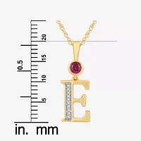 E Womens Lab Created Red Ruby 14K Gold Over Silver Pendant Necklace