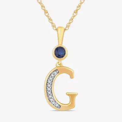 Womens Lab Created Blue Sapphire 14K Gold Over Silver Pendant Necklaces
