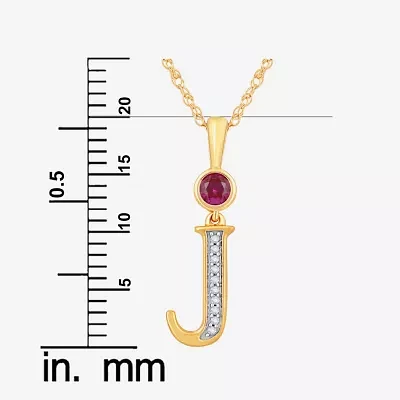 J Womens Lab Created Red Ruby 14K Gold Over Silver Pendant Necklace