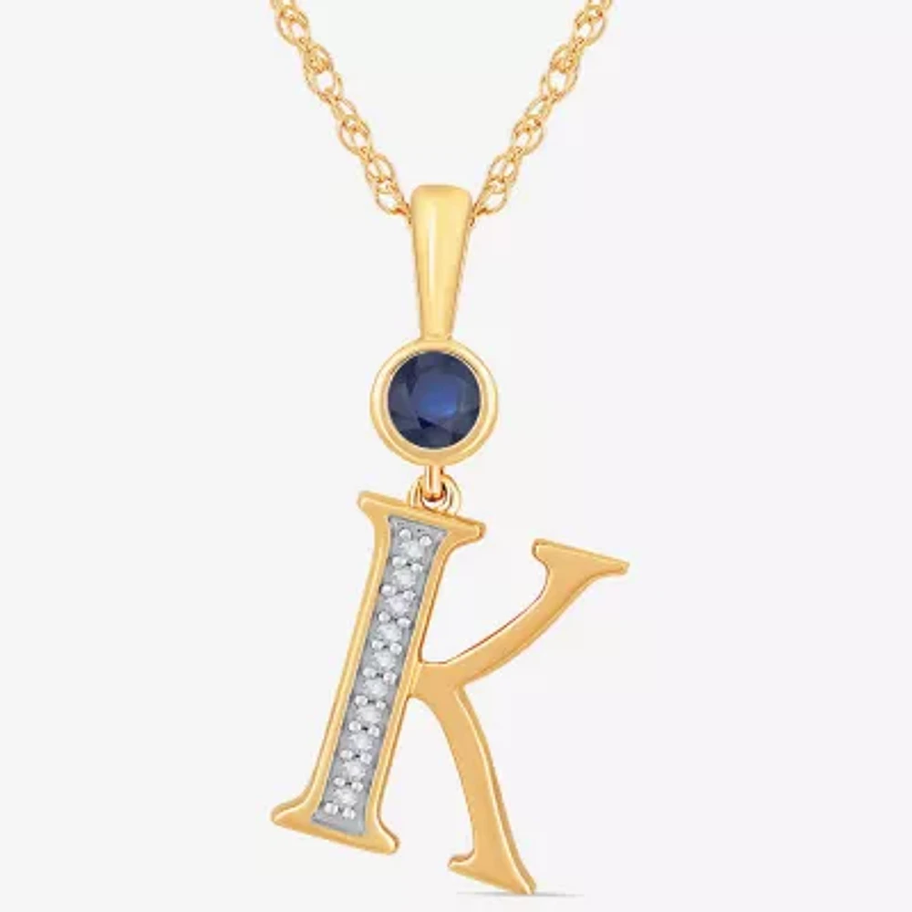 K Womens Lab Created Blue Sapphire 14K Gold Over Silver 18 Inch Pendant Necklace