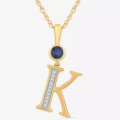 K Womens Lab Created Blue Sapphire 14K Gold Over Silver 18 Inch Pendant Necklace