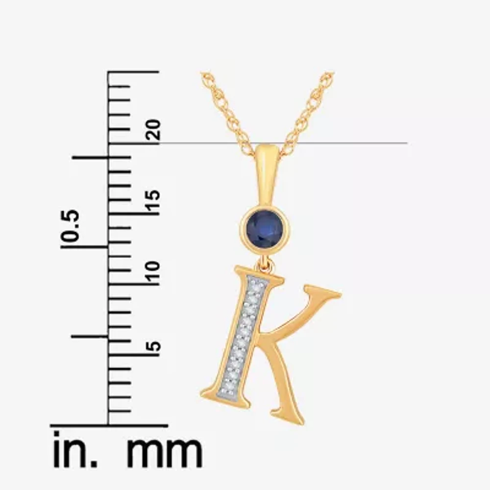 K Womens Lab Created Blue Sapphire 14K Gold Over Silver Pendant Necklace