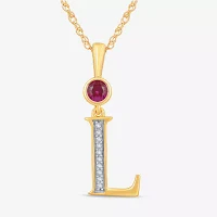 Womens Lab Created Red Ruby 14K Gold Over Silver Pendant Necklace