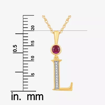 Womens Lab Created Red Ruby 14K Gold Over Silver Pendant Necklace