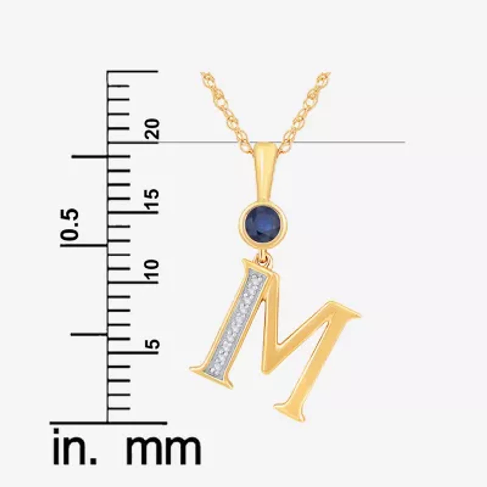 Womens Lab Created Blue Sapphire 14K Gold Over Silver Pendant Necklace