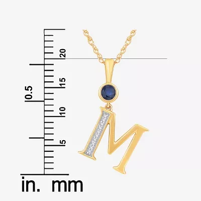 Womens Lab Created Blue Sapphire 14K Gold Over Silver Pendant Necklace