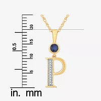 P Womens Lab Created Blue Sapphire 14K Gold Over Silver Pendant Necklace