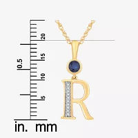 R Womens Lab Created Blue Sapphire 14K Gold Over Silver Pendant Necklace