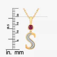 S Womens Lab Created Red Ruby 14K Gold Over Silver Pendant Necklace