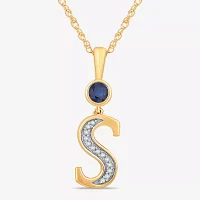 Womens Lab Created Blue Sapphire 14K Gold Over Silver Pendant Necklace