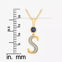 Womens Lab Created Blue Sapphire 14K Gold Over Silver Pendant Necklace