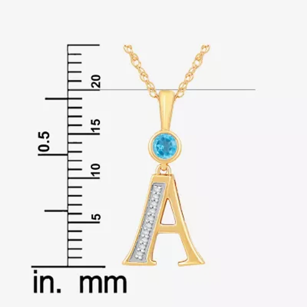 A Womens Genuine Blue Topaz 14K Gold Over Silver Pendant Necklace