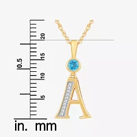 A Womens Genuine Blue Topaz 14K Gold Over Silver Pendant Necklace