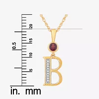 B Womens Genuine Red Garnet 14K Gold Over Silver Pendant Necklace