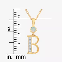 B Womens Lab Created White Opal 14K Gold Over Silver Pendant Necklace