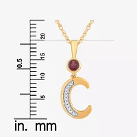 C Womens Genuine Red Garnet 14K Gold Over Silver Pendant Necklace