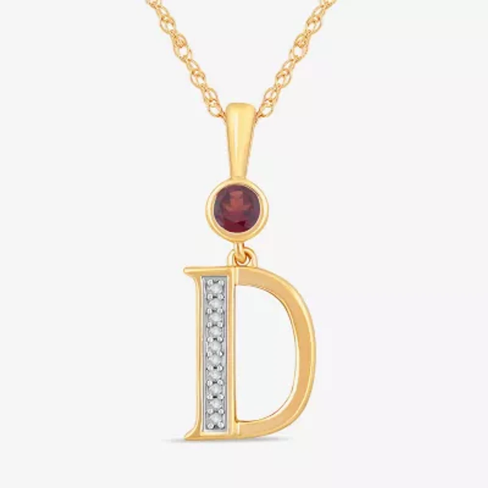 D Womens Genuine Red Garnet 14K Gold Over Silver 18 Inch Pendant Necklace
