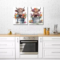 Streamline Art Baby Highland Cow 2-pc. Wall Art Sets