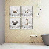 Streamline Art Baby Bear Bath Canvas Art