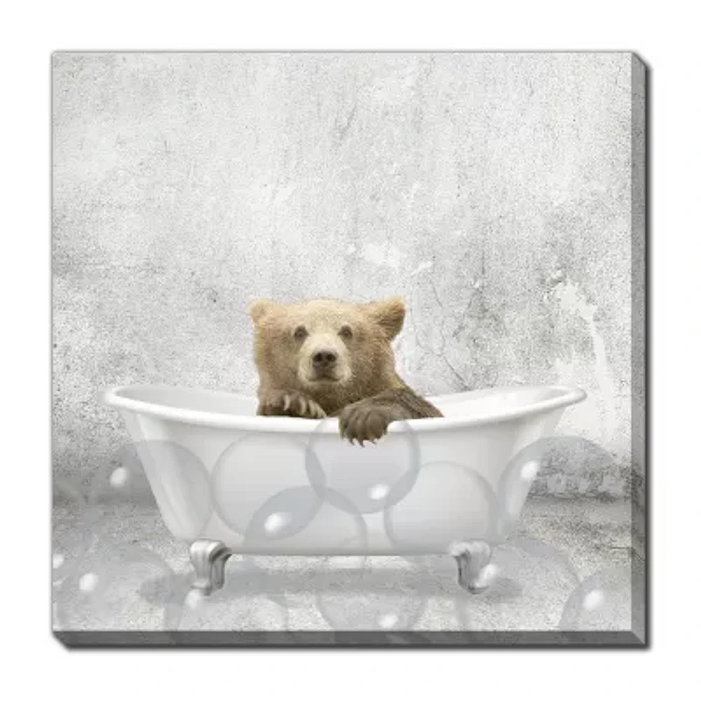 Streamline Art Baby Bear Bath Canvas Art