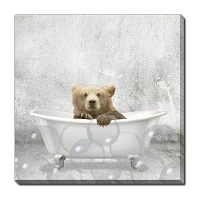 Streamline Art Baby Bear Bath Canvas Art